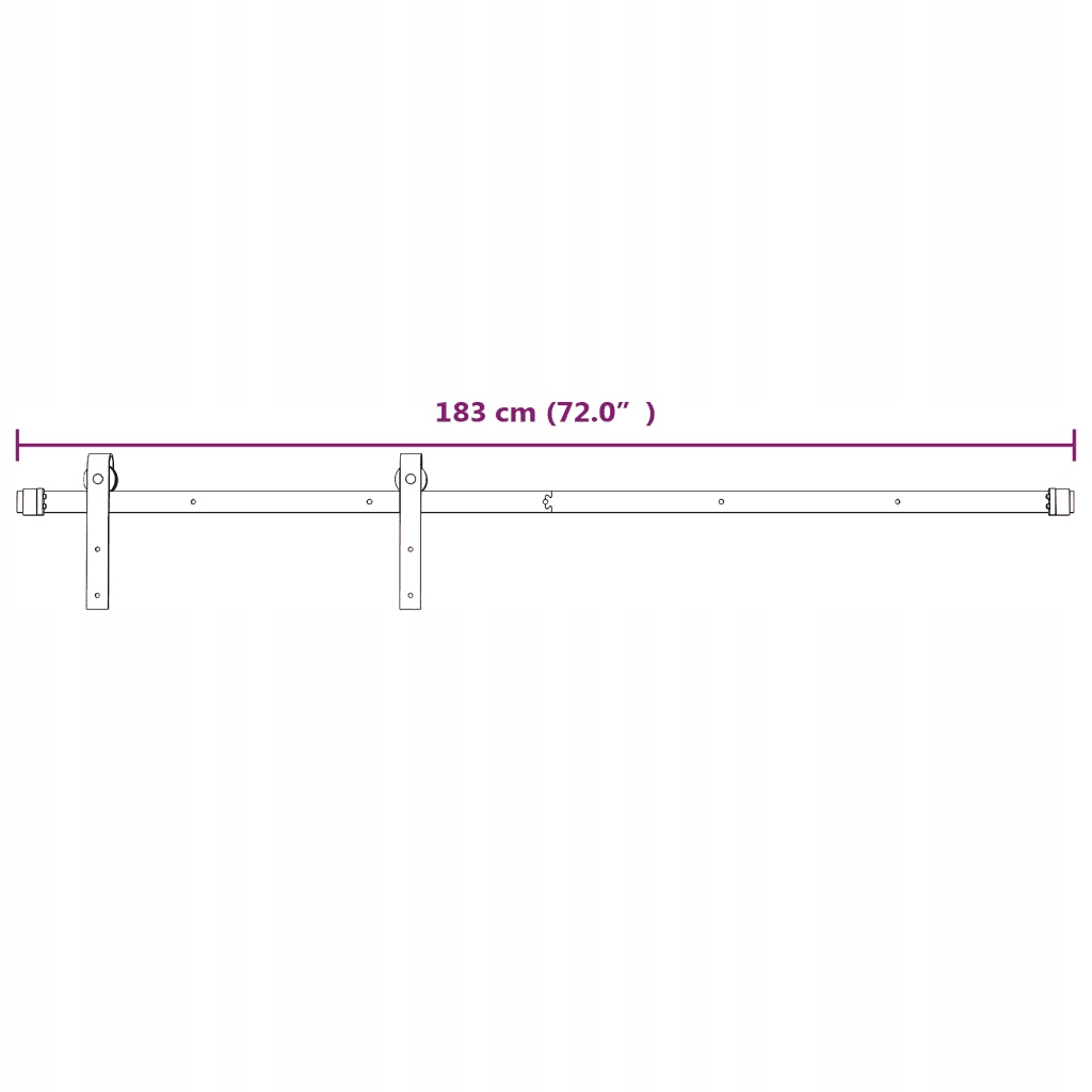 SYSTEM DO MONTAŻU DRZWI PRZESUWNYCH STALOWY 183CM Długość prowadnicy 1.83 m