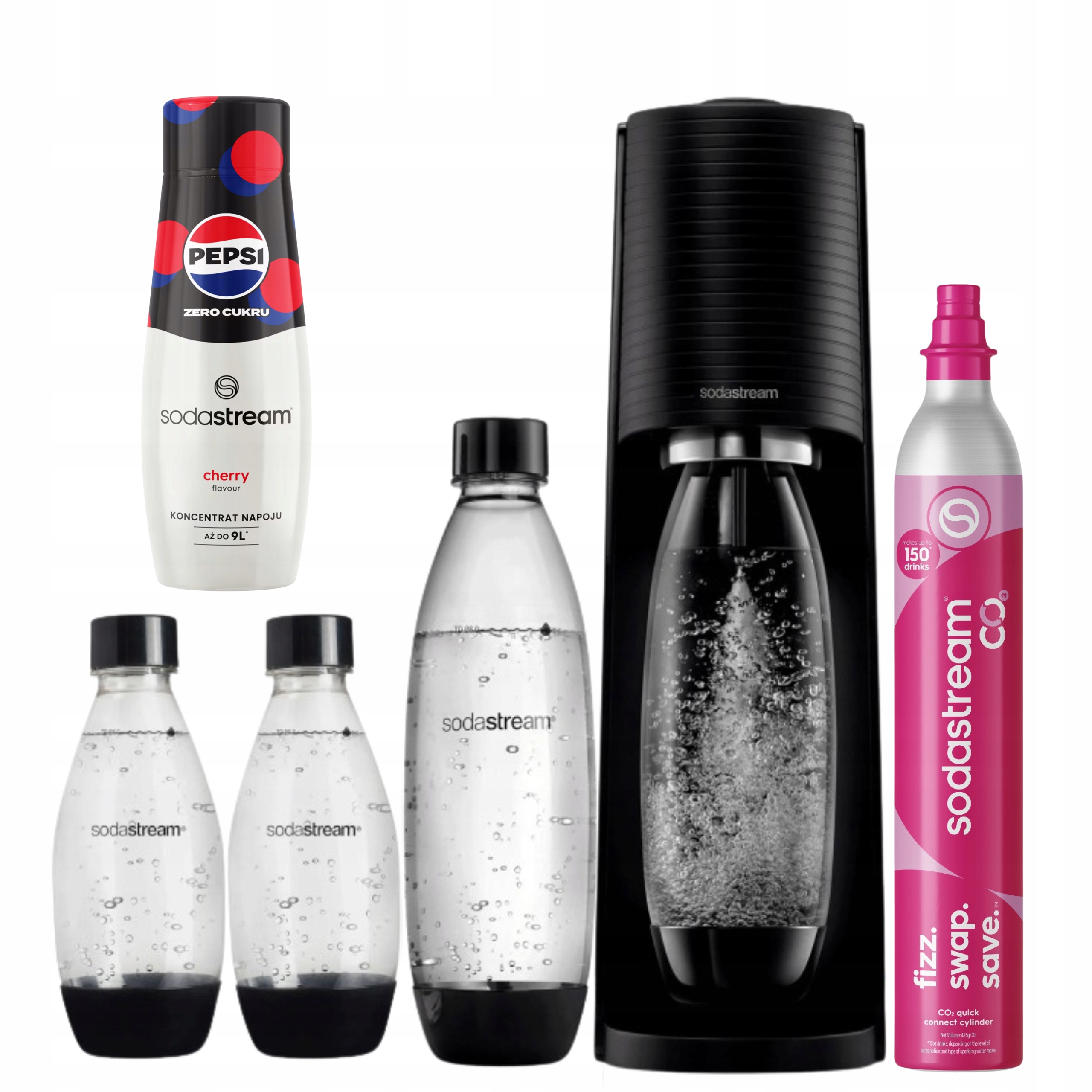 Saturátor SodaStream Terra čierny 3 fľaše PepsiMax Cherry bombička CO2