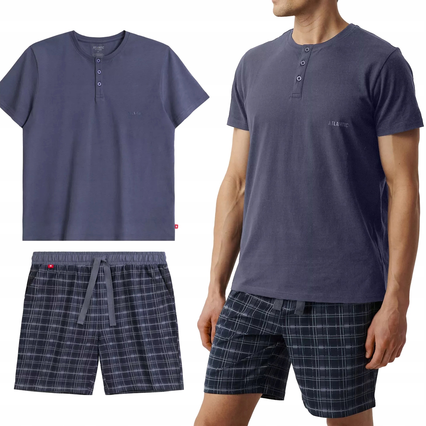 Pánské Pyžamo Atlantic NMP-380 Volný Krátký Set 100% Bavlna M