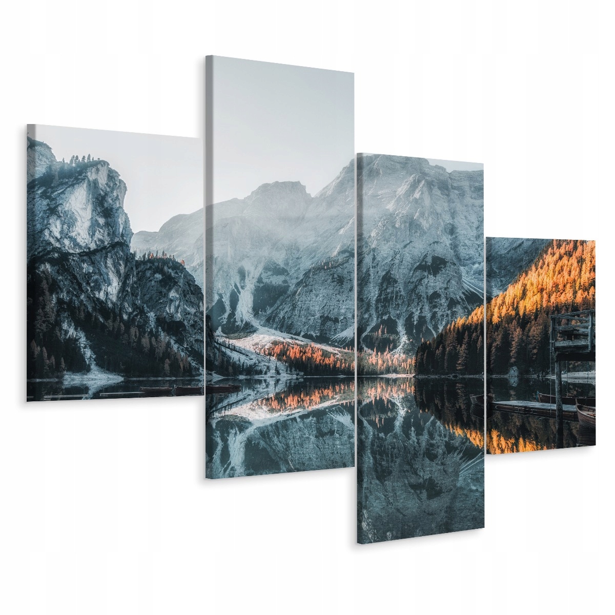 

Obraz 4-Częściowy Góry Jezioro Drzewa 3D 120x75