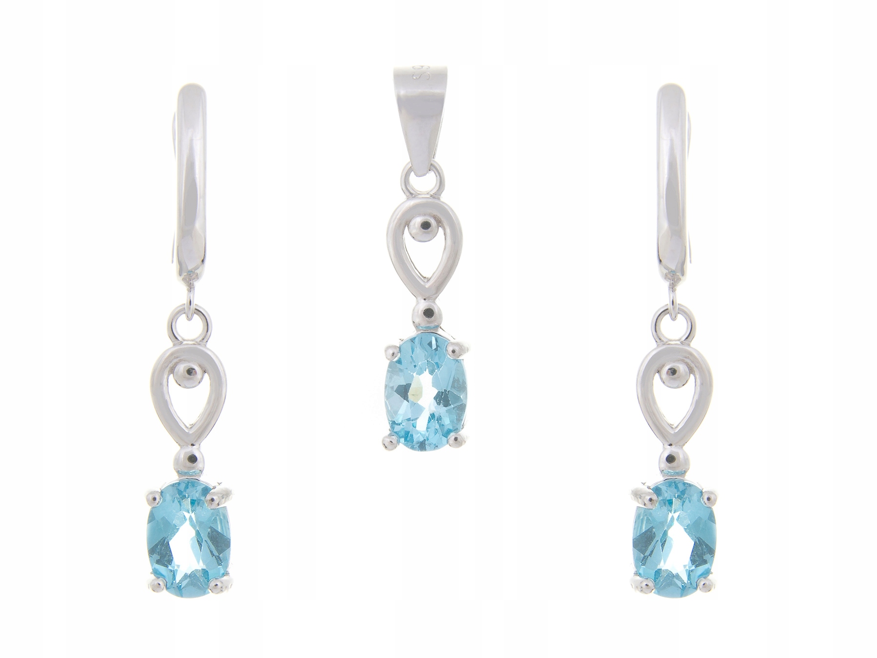 Stříbrný Rhodiovaný Komplet Swiss Topaz Přírodní Dárek