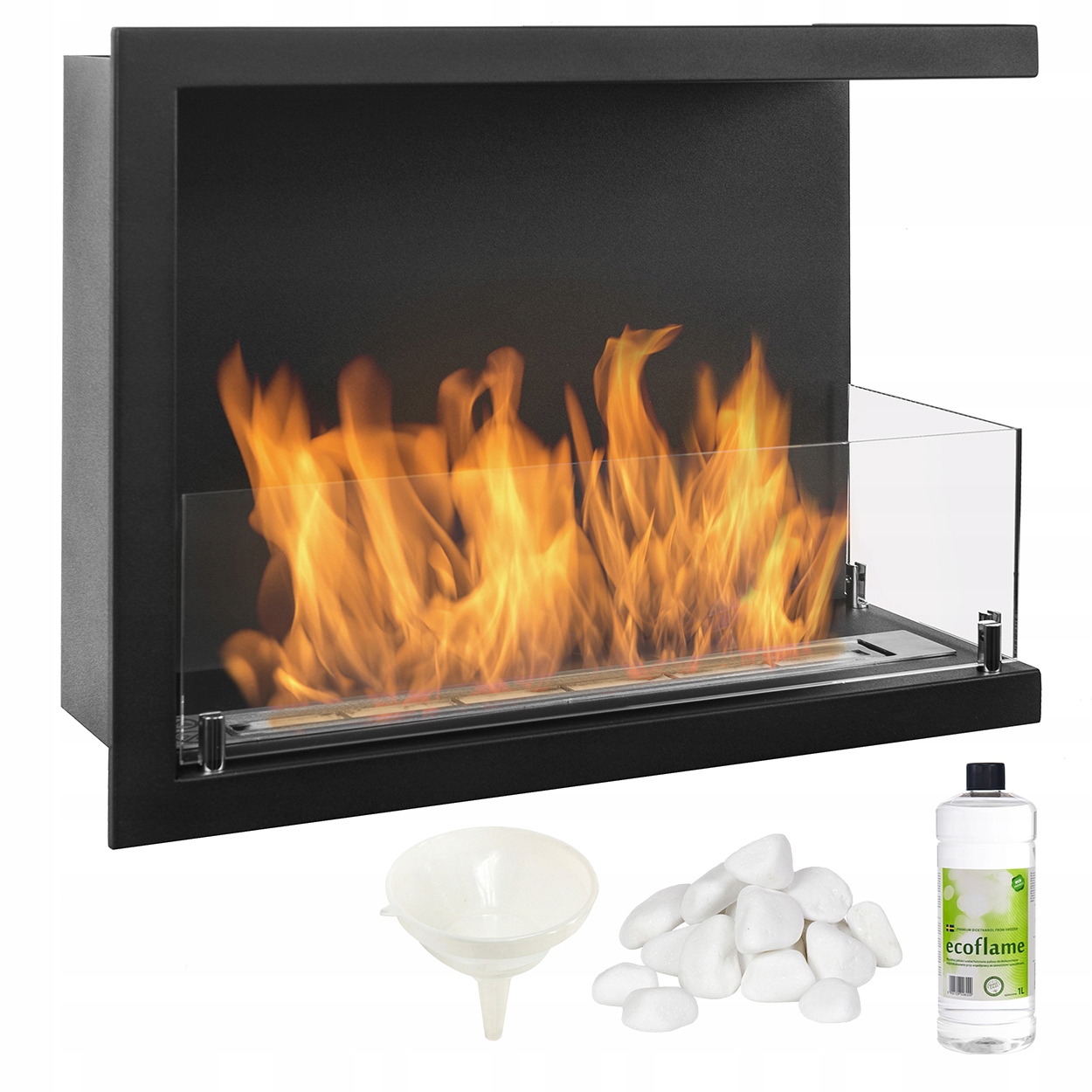 Biokrb Rohový černý Line-p 60 cm pravé Sklo