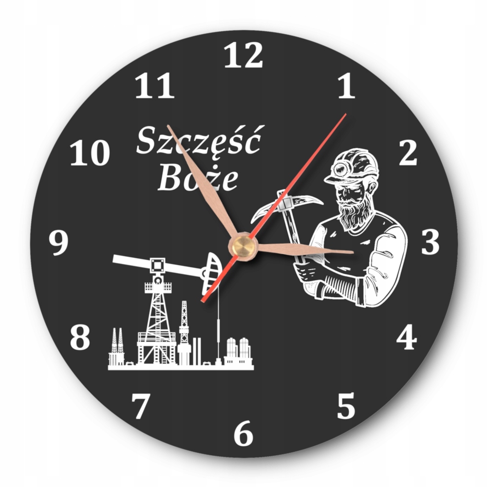 Ścienny zegar dla górnika na prezent Barbórka