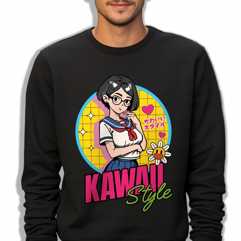 Pánská Mikina Tepláková Černá Velikost M Dárek Kawaii Anime Styl Vzory