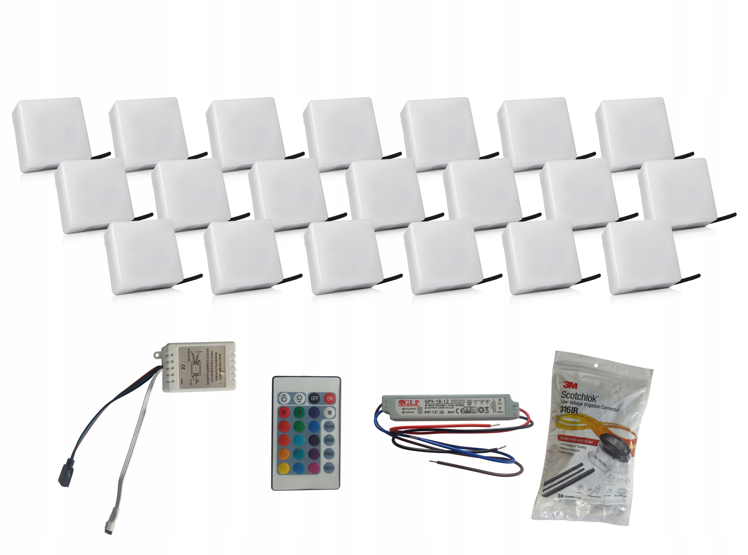 20 x Led svítící dlažební kostka 12X12 Rgb