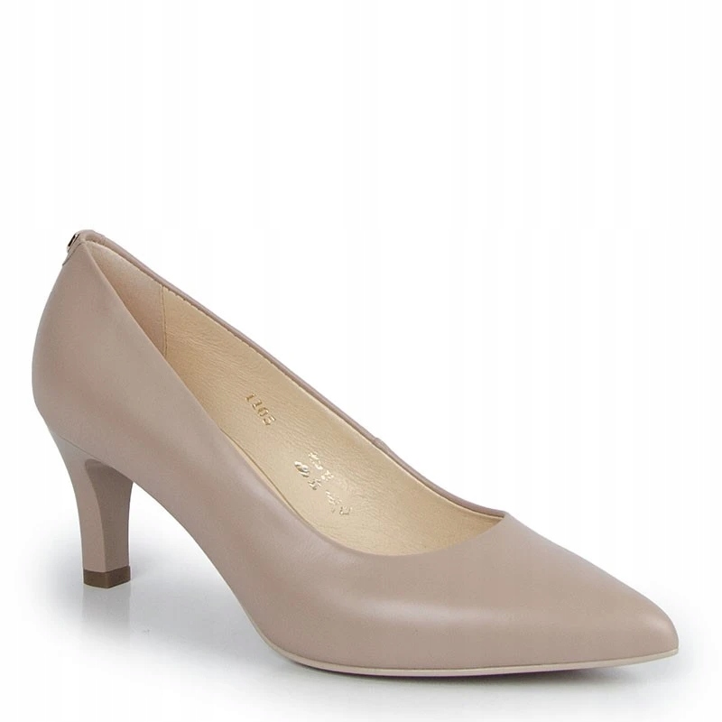 Sala 1105/2073 Béžové Kožené Lodičky Na Podpatku 39