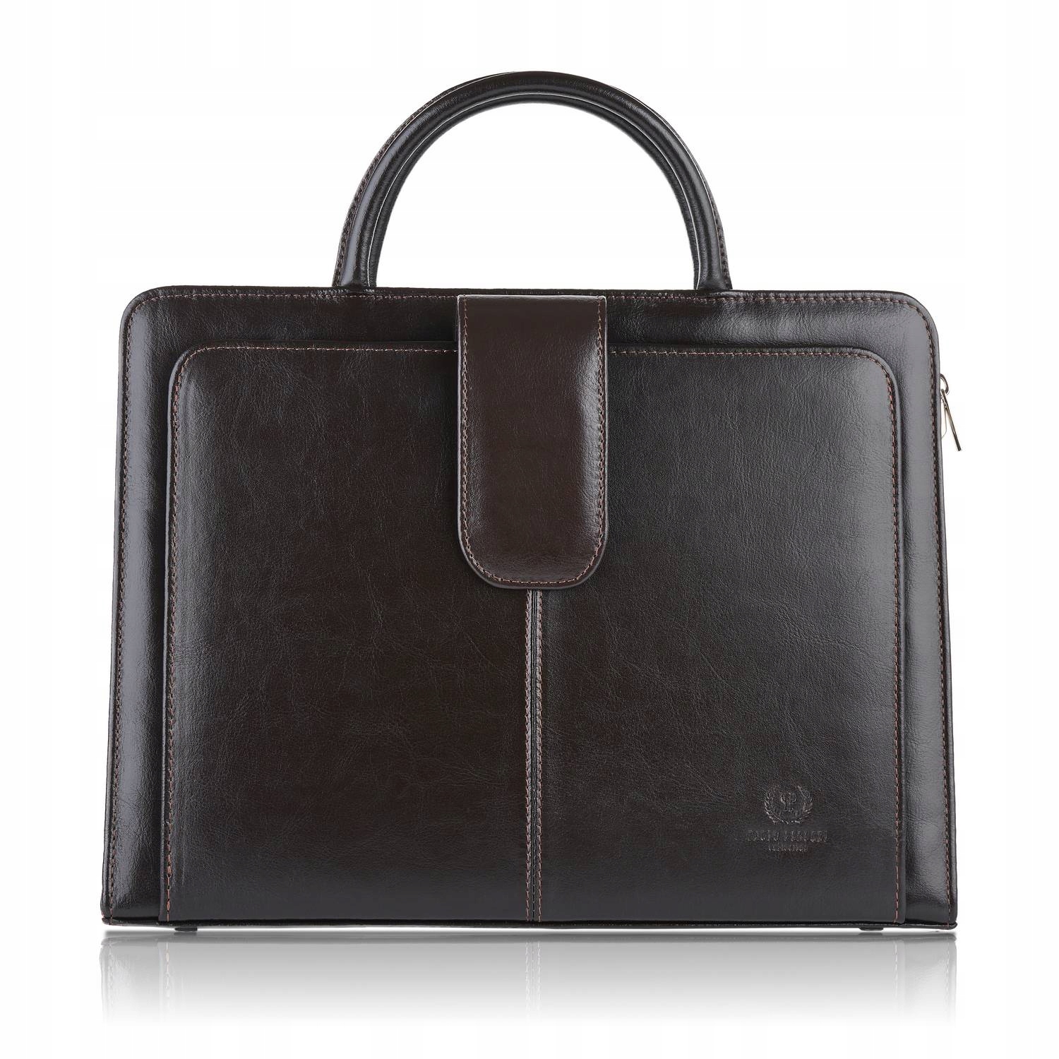Kožená aktovka hnědá taška do ruky i přes rameno Bergamo Paolo Peruzzi