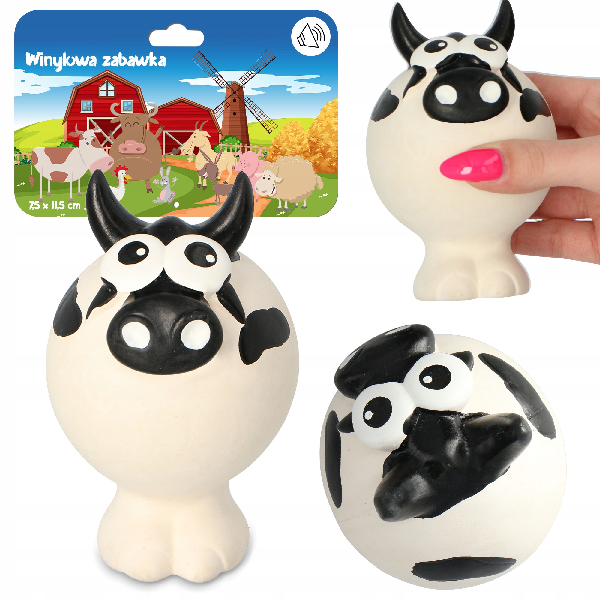 

Piszcząca Zabawka Krowa 11,5cm Gumowy Gryzak Psa