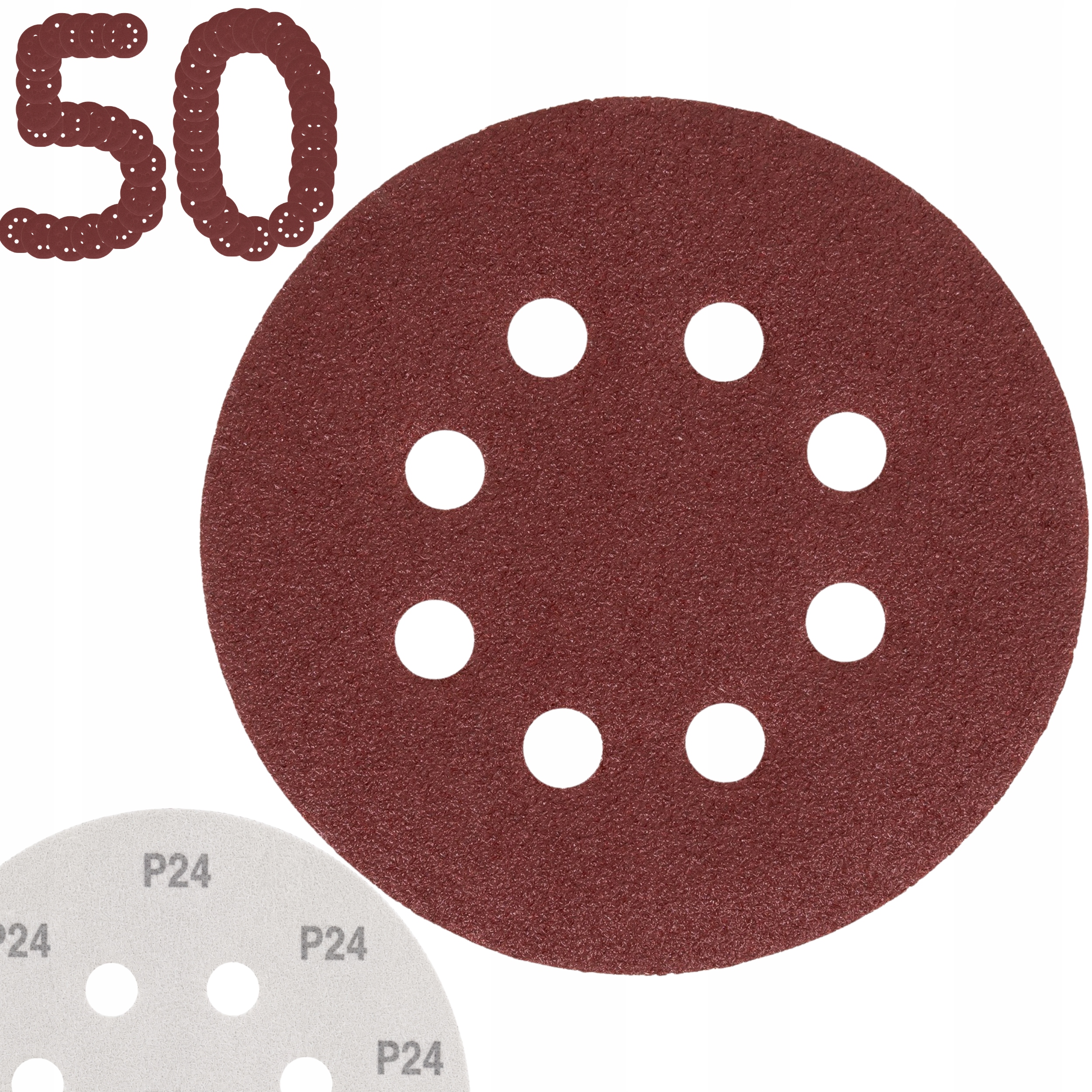 Papier Ścierny 125 Krążek Rzep Do Szlifierki Oscylanyjnej Otwory P24 50szt