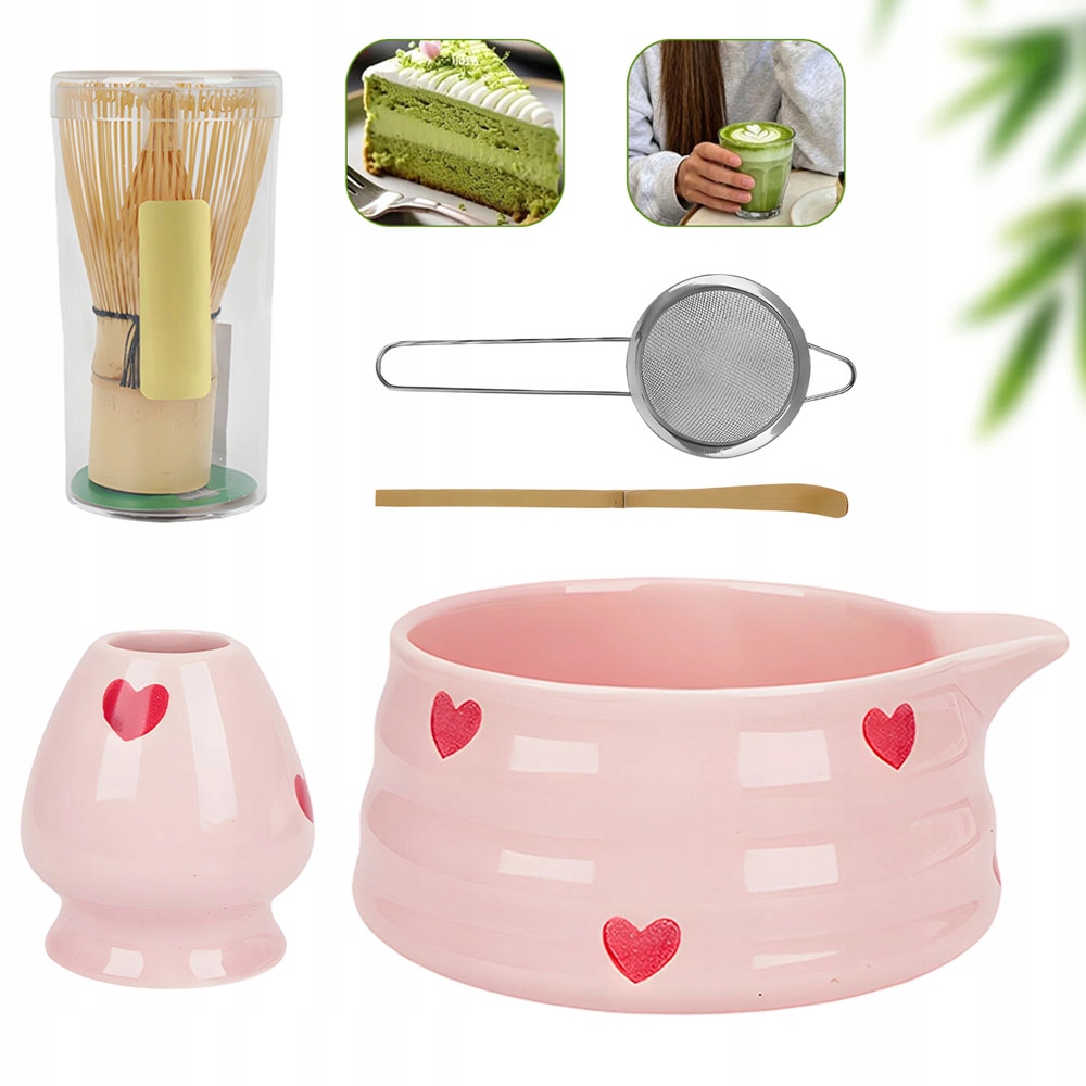 5V1 Sada Na Matchu Keramická Šálek Metlička Čajová Lžička Matcha