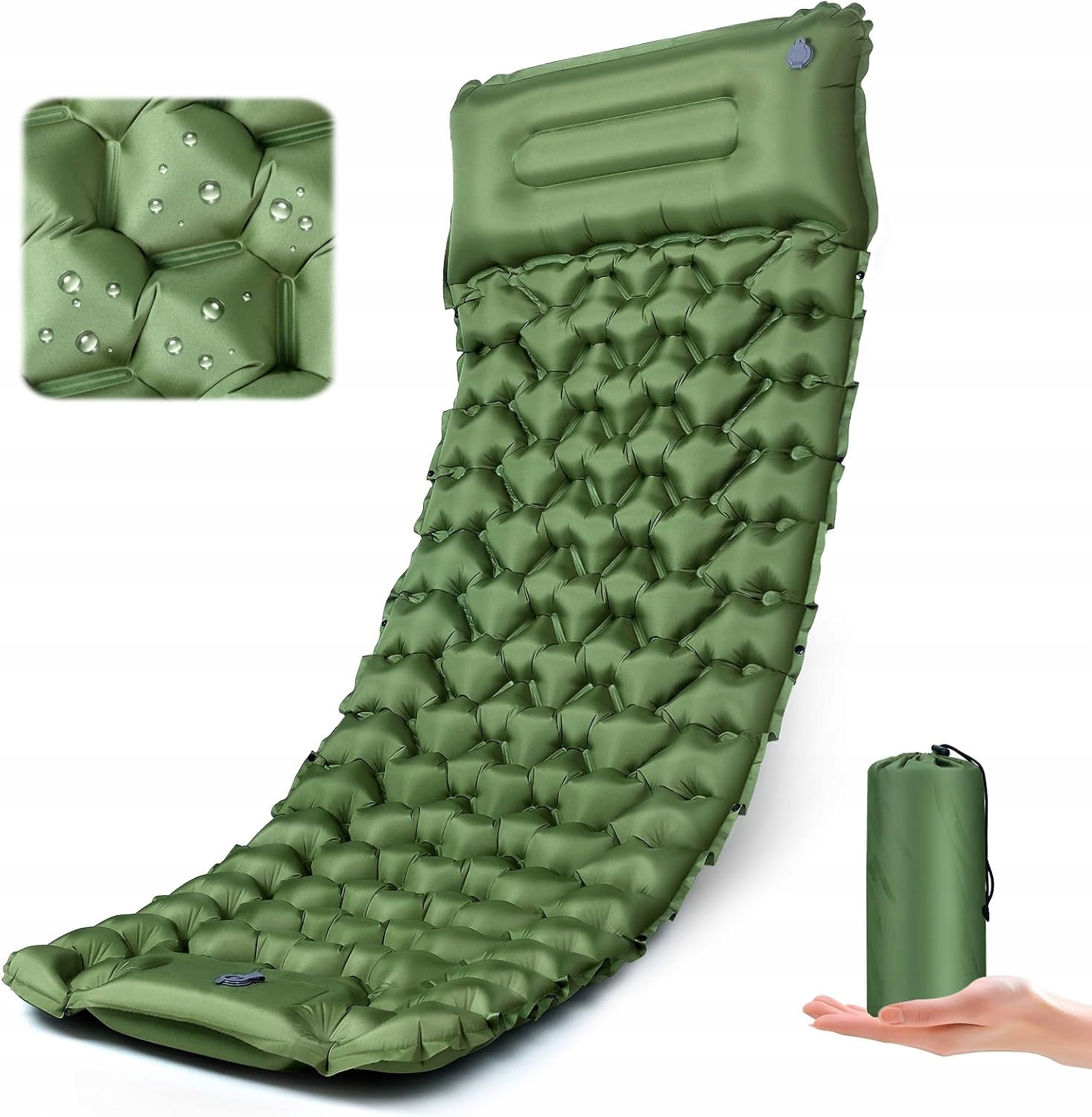 Karimatka Samonafukovací Matrace Kempingová Ergonomická 193x68 cm Zelená