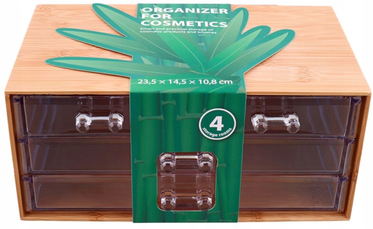 EKO ORGANIZER NA KOSMETYKI BAMBUSOWY Z SZUFLADKAMI Kolor odcienie brązu i beżu