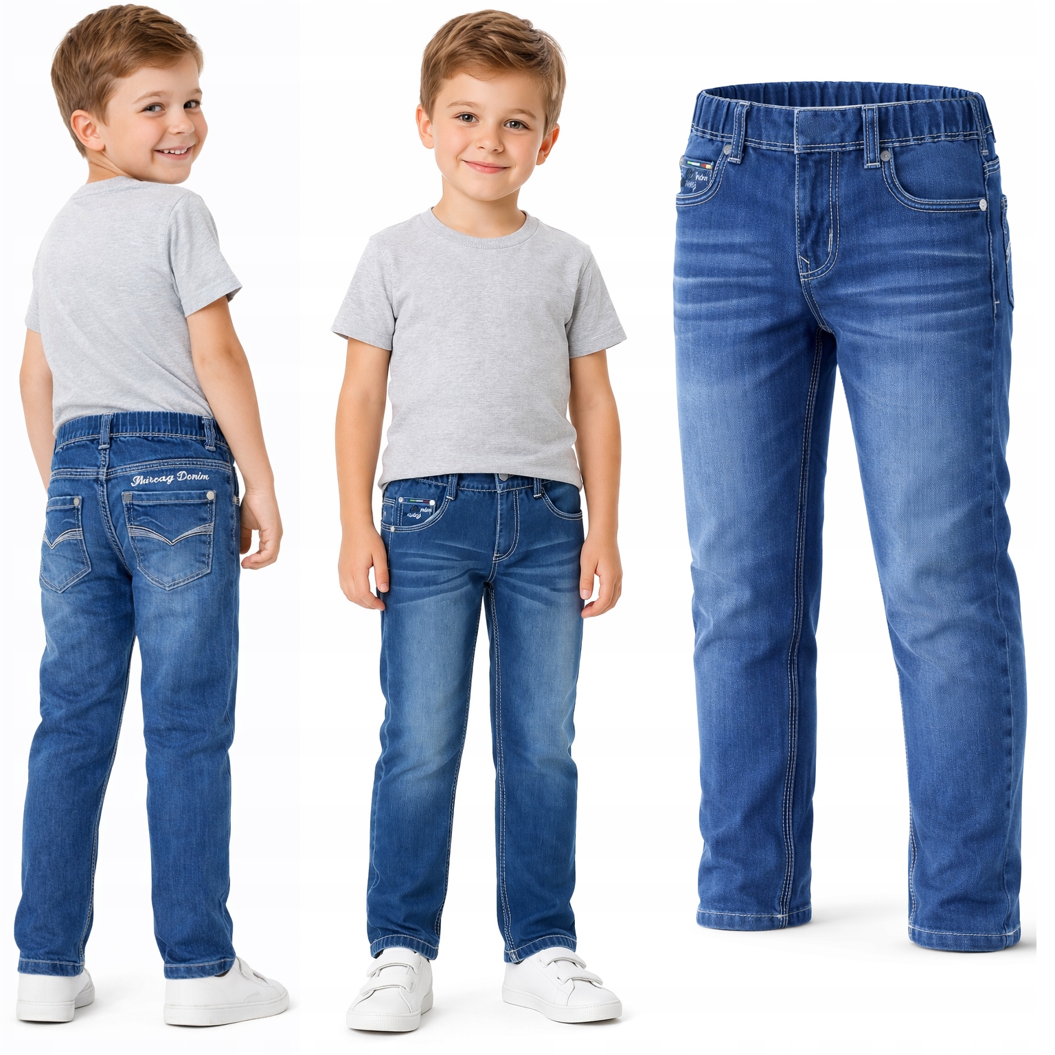 SPODNIE JEANS Q335 CHŁOPIĘCE GUMKA W PASIE 122