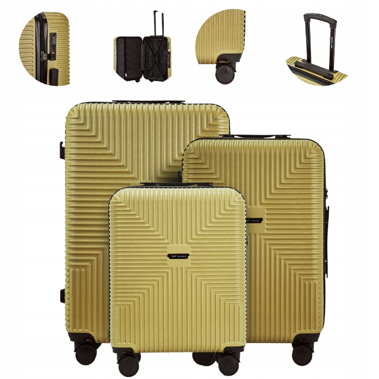 Sada kufrů Wings – ekologický recyklovaný polykarbonát, prostorné 3 velikosti