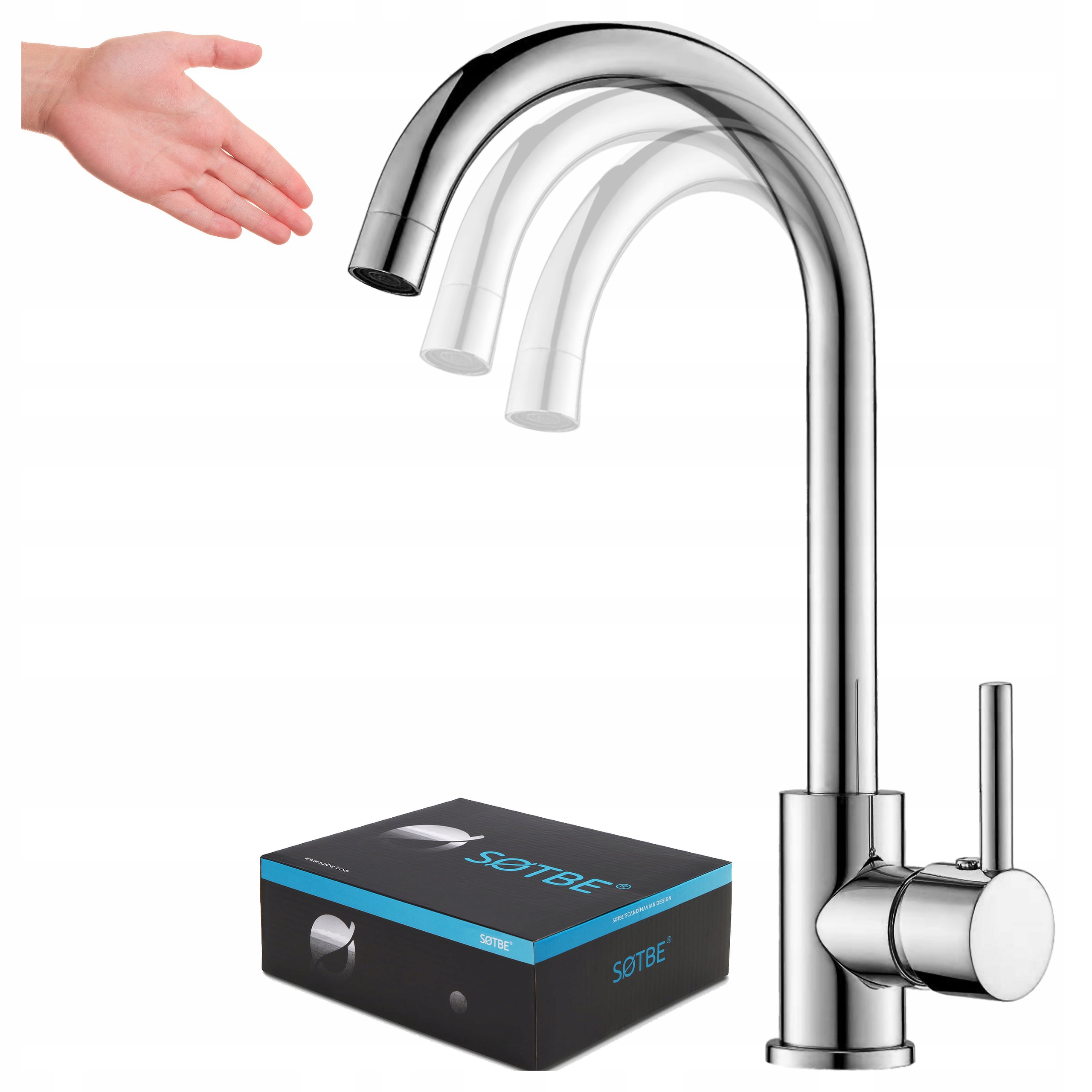 Kuchyňský kohout pro dřez s pohyblivou kuchyňskou baterií, stojící, vysoká na pracovní desku