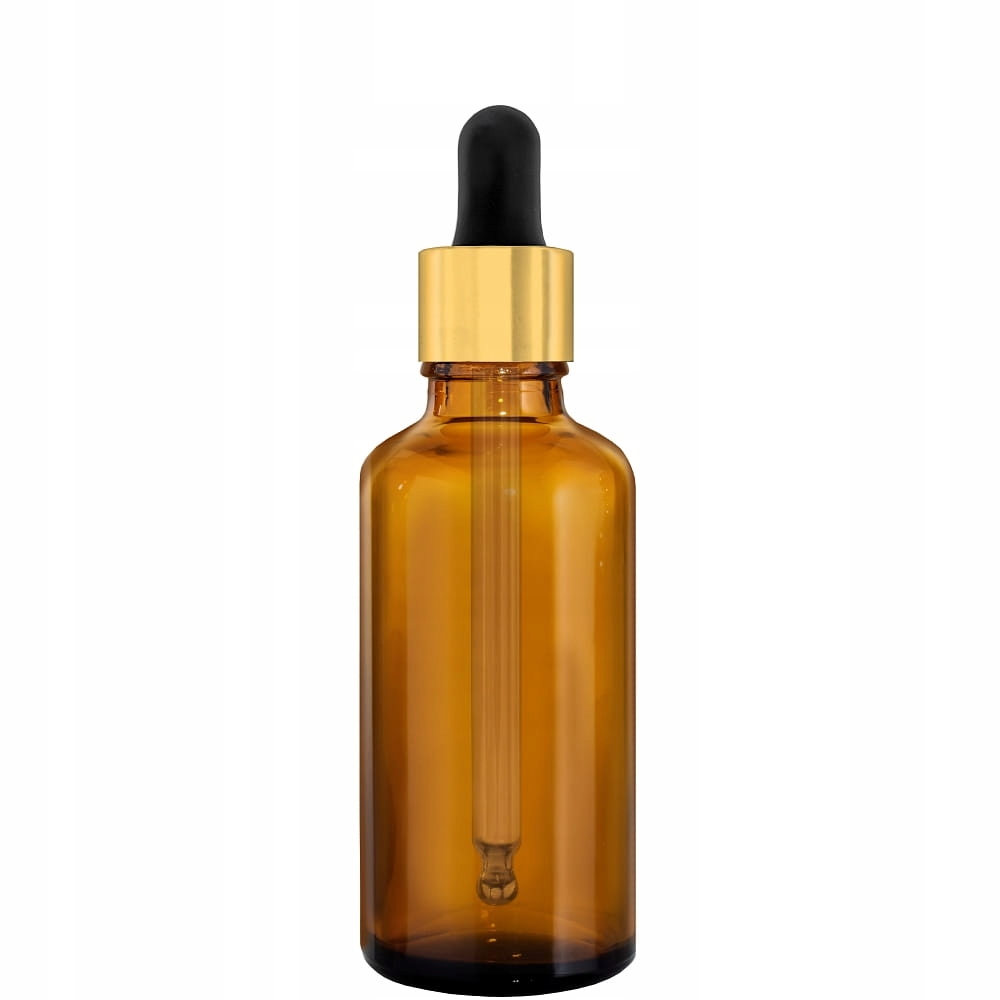 

Butelka Szklana 50ML Brąz Z Pipetą Złoto Czarną