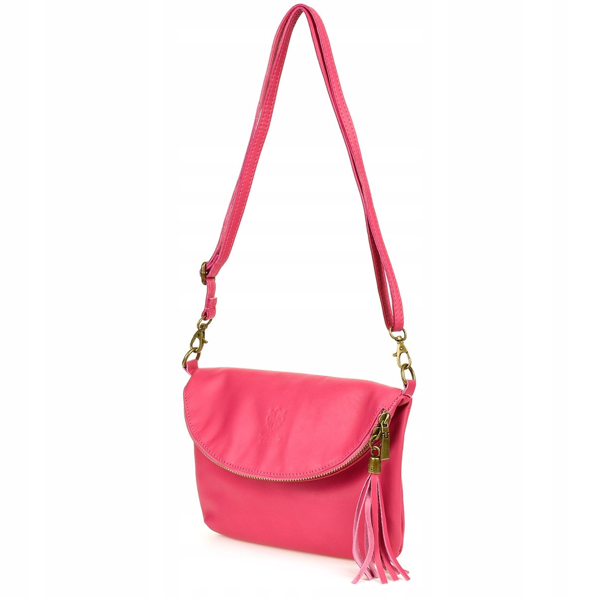 Fuchsiová dámská kabelka Přírodní kůže Kabelka Přes Rameno Klapka B75