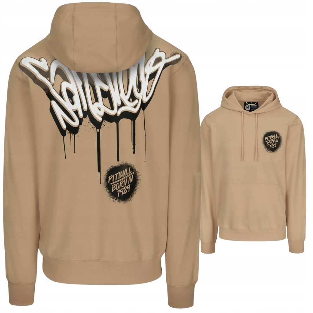 Pitbull Pánská Mikina S Kapucí Graffiti Světle Písková Pale Sand L