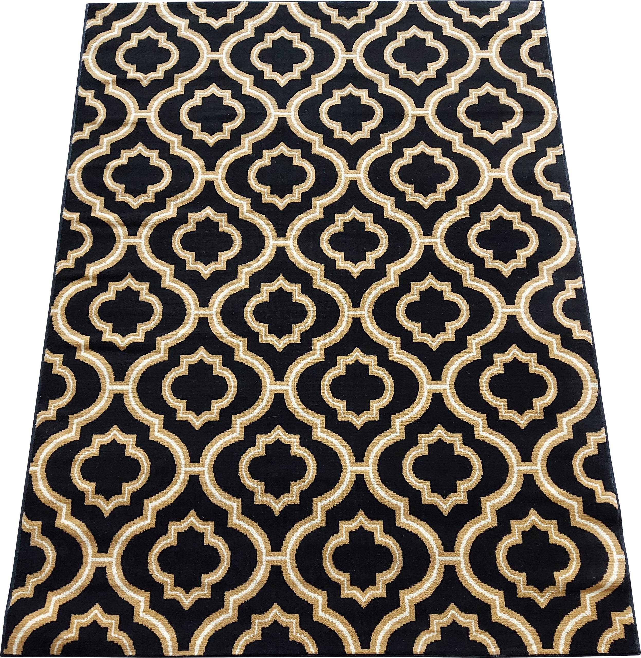 Koberec jetel černý zlatý 133x190