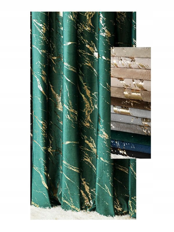 Závěs Samet Welwet Zlatý Elegantní potisk s páskou 150x140