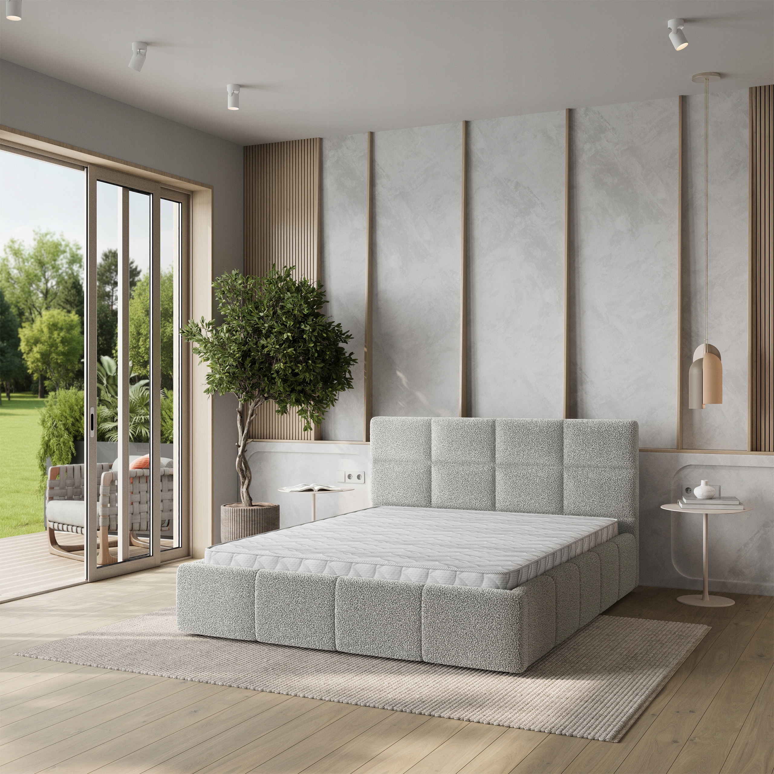 Čalouněná postel Como 120 x 200 cm Komfortní Světle šedá