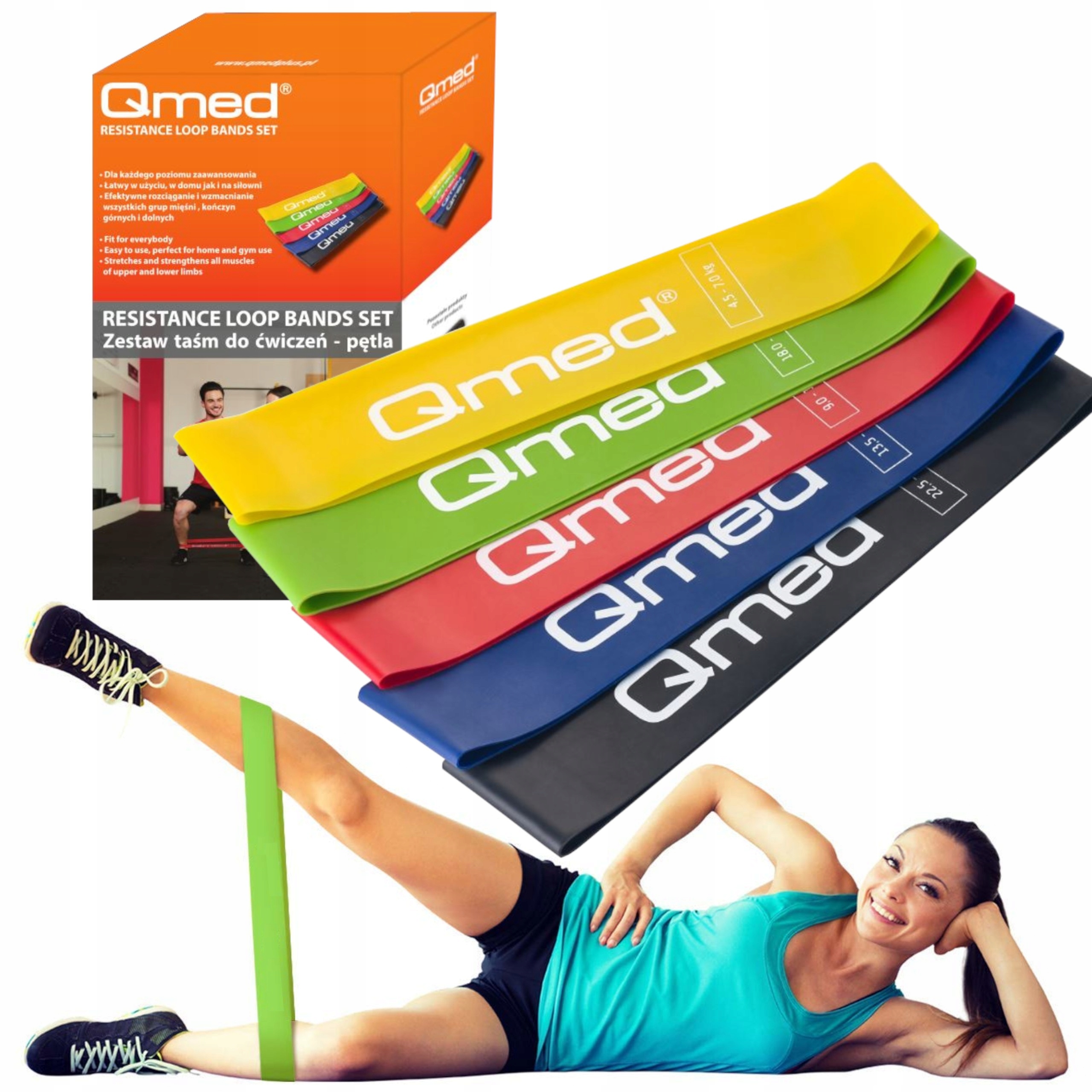 

Zestaw 5x taśmy gumy Do Ćwiczeń Mini Band Fitness