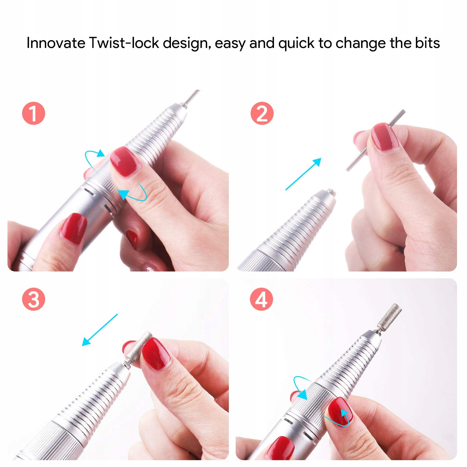 JCMASTER Zestaw Frezarka Do Paznokci 30000 OBR/MIN Manicure Pedicure — miniatura 7