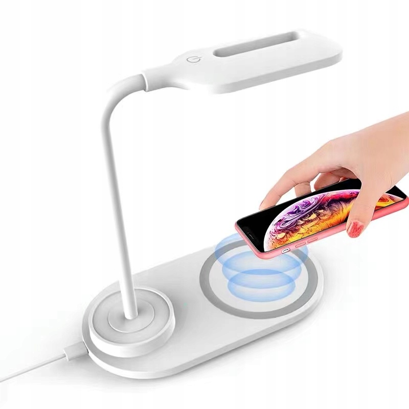 LAMPKA LED biurkowa z ŁADOWARKA Nocna indukcyjna QI USB na Biurko 450lm