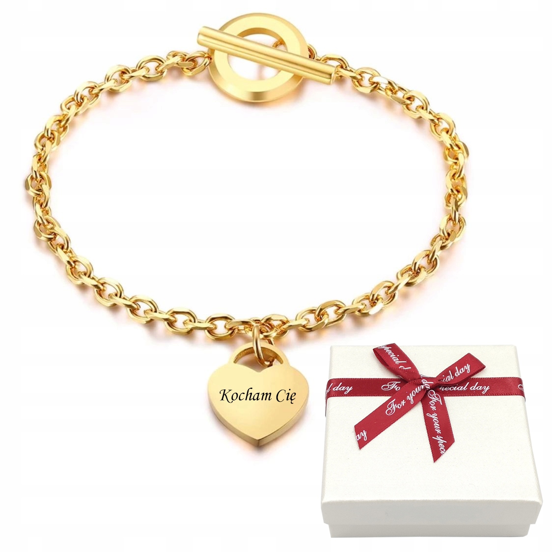 

Damska Bransoletka Łańcuszek Z Serduszkiem Grawer