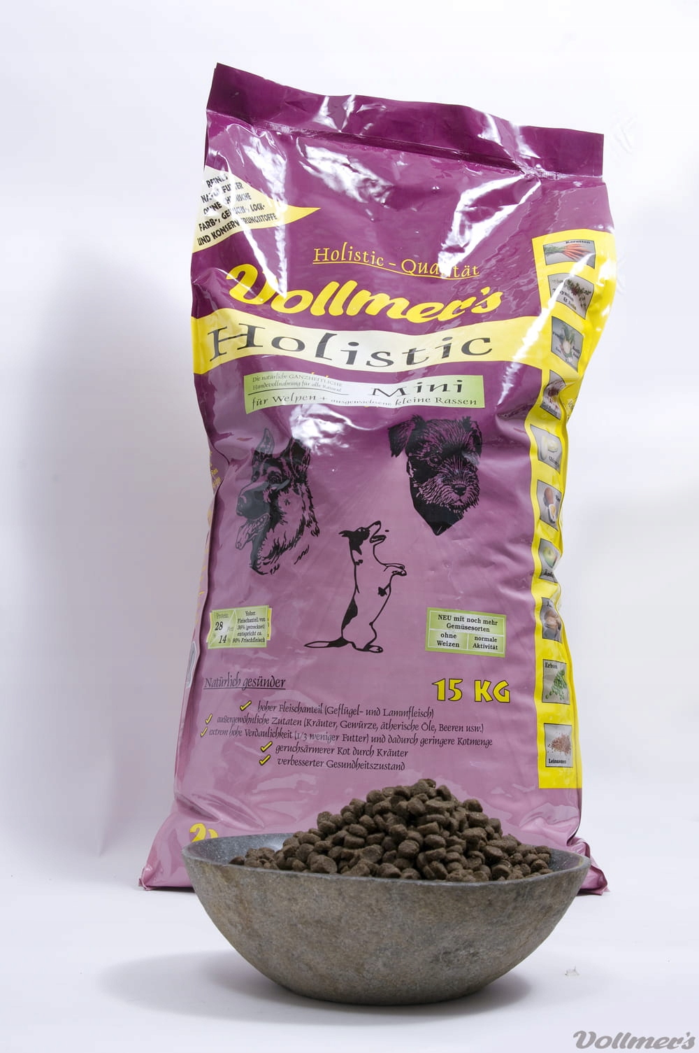 Vollmer's Holistic Mini Hundefutter – 15 Kg Sack Mit 28% Protein & 14% Fett, Für Kleine Erwachsene Hunde