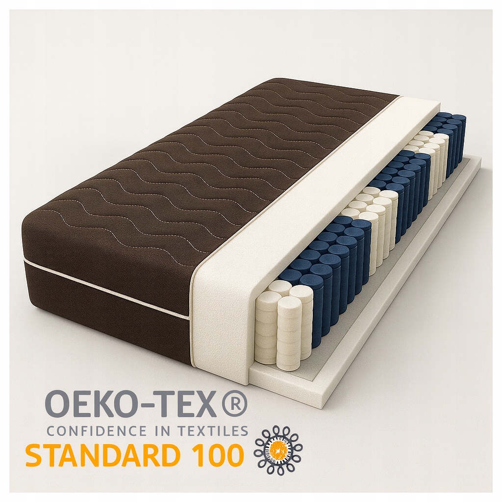 Materac kieszeniowy 75x180 Czarny 7- strefowy pocket H3 18 cm sprężynowy