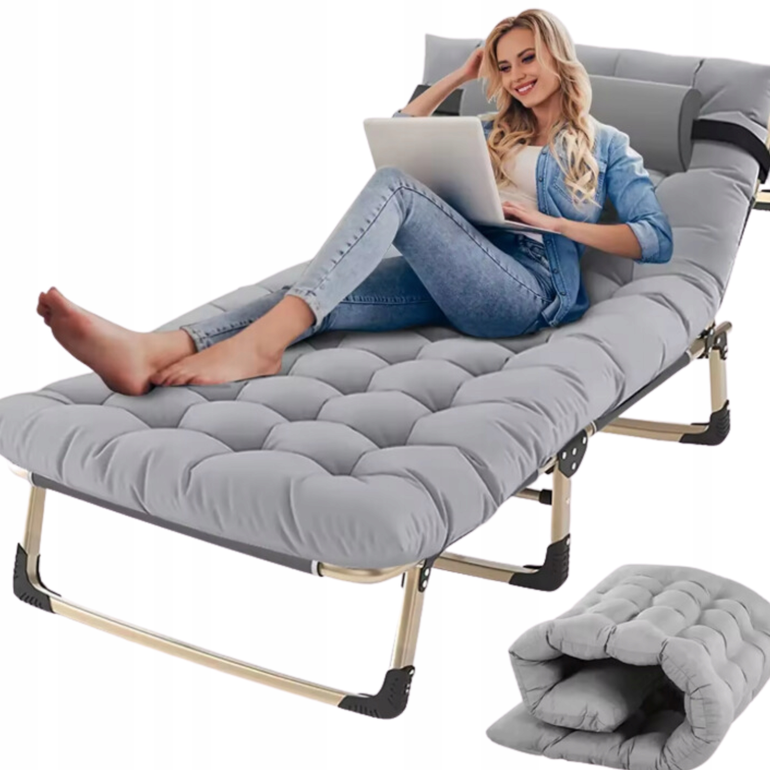 Łóżko z materacem podsuszką Turystyczne Łóżko Składane Łóżko Polowe