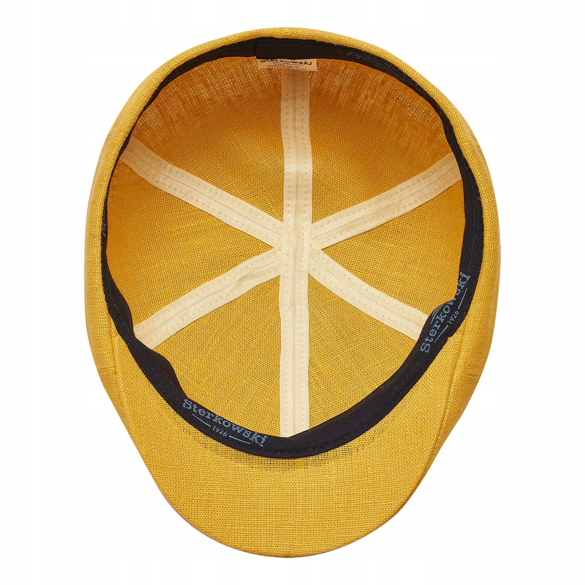 WAKACYJNY ŻÓŁTY KASZKIET LNIANY Z DASZKIEM 57 CM M Model Rusty