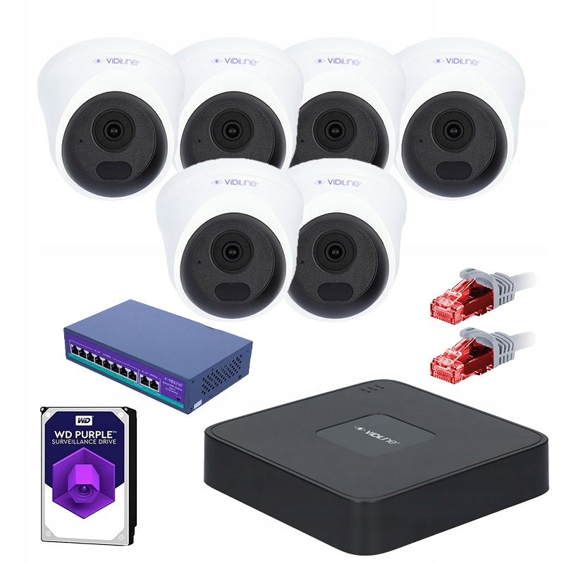 Zestaw Monitoringu 6 kamer IP 4Mpx 30m iR 1TB