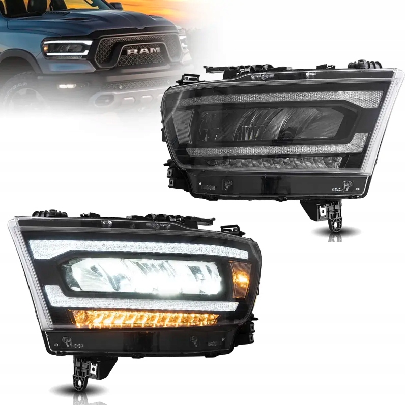 LAMPY PRZEDNIE LAMPA DODGE RAM 1500 2019-2023 REFLEKTORY HOMOLOGACJA EU