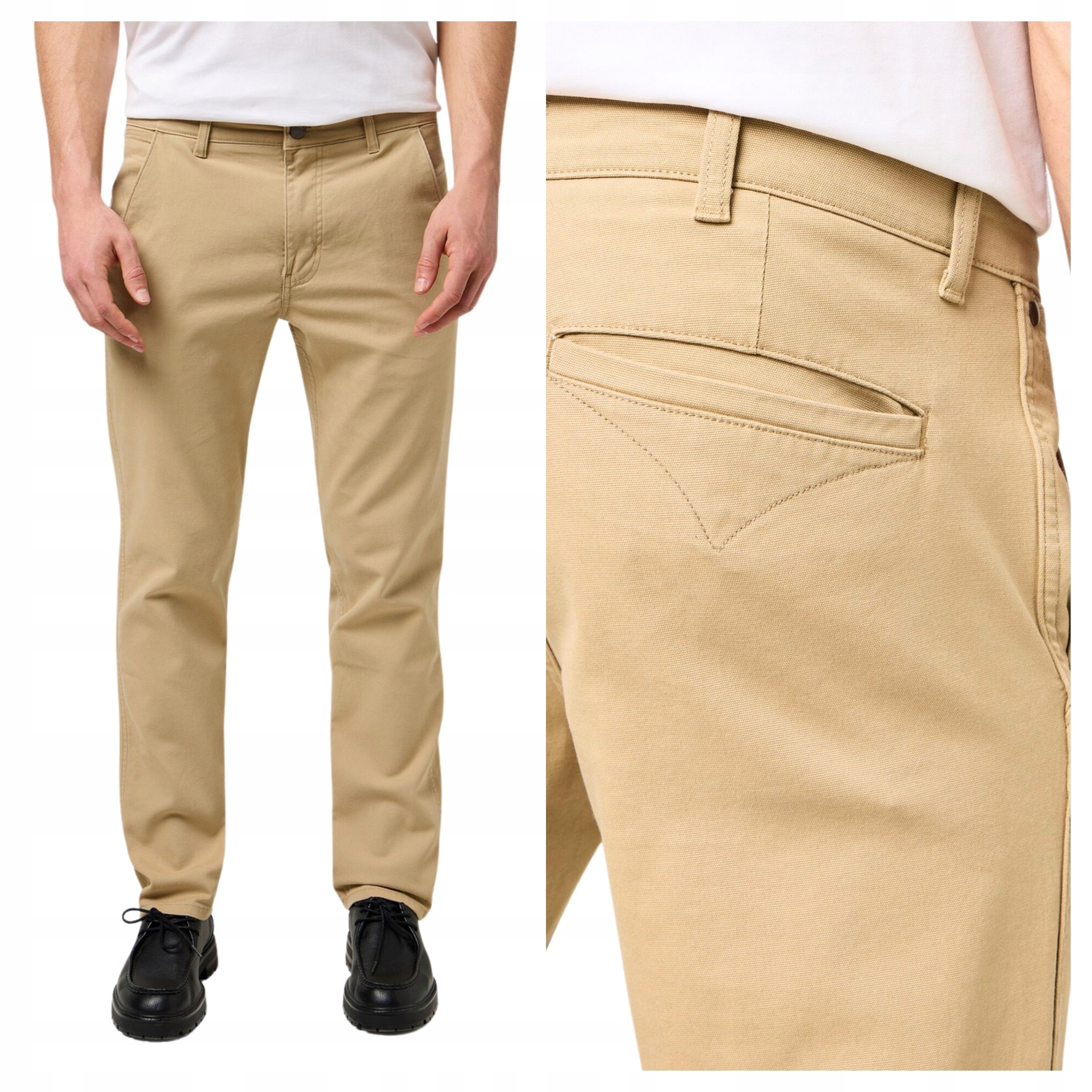 Pánské kalhoty Wrangler Regular Chino Cornstalk Béžová Elegantní W32 L34