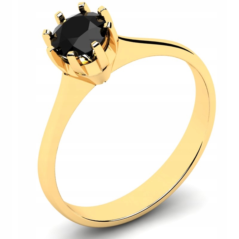 

Klasyczny Pierścionek Złoty Z Czarną Cyrkonią