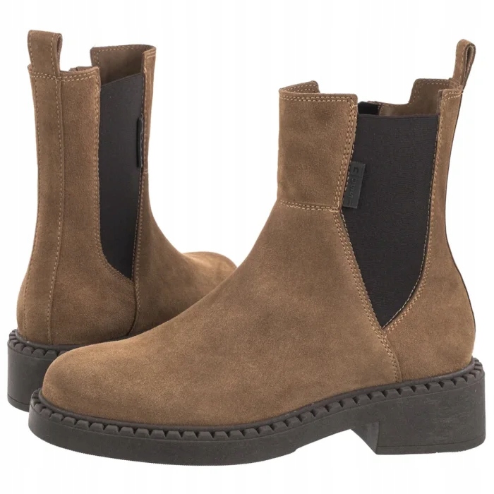Kotníkové boty Chelsea Kotníkové Boty Semišové Dámské Nessi Hnědé 24678_W1