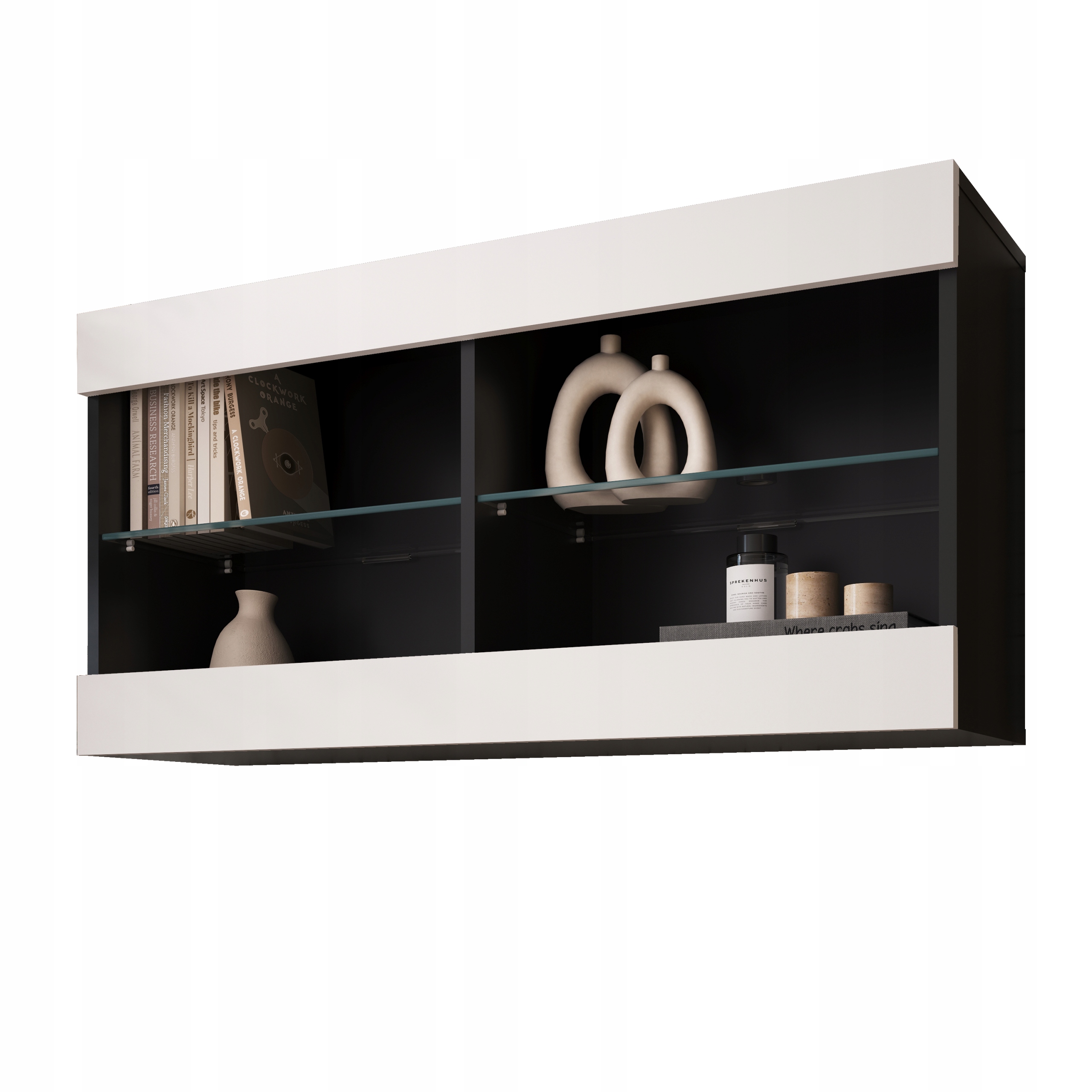 komodee Tivoli Závěsná vitrína Horizontal Černá-Bílá