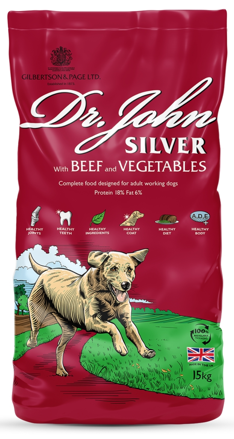 Suché krmivo pro psy Dr John Silver Beef Hovězí maso se zeleninou, světle zelené, 15 kg