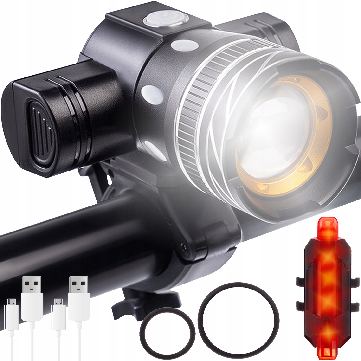 

Lampka na Rower Rowerowa Led T6 Zestaw Przód Tył