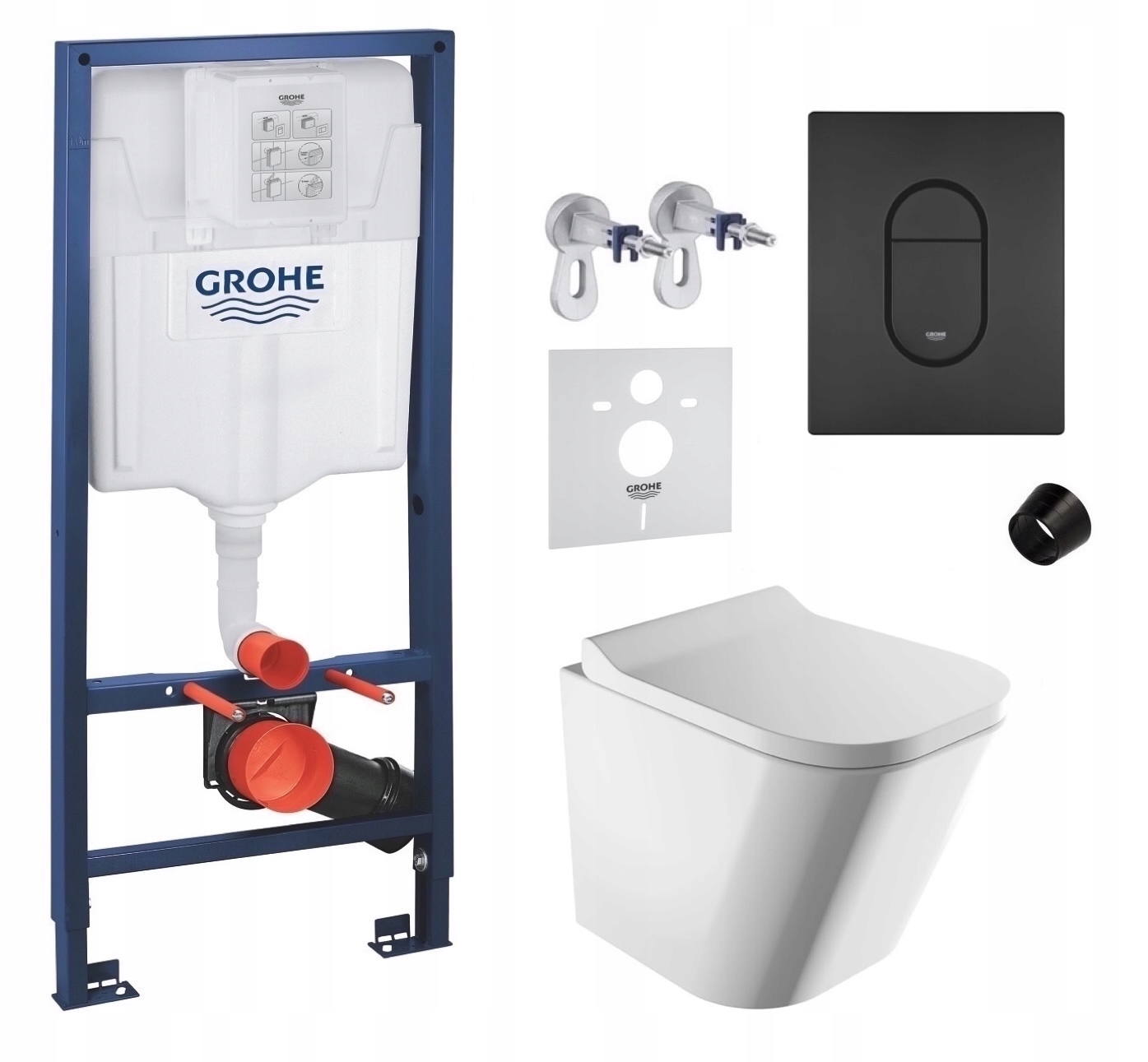 7v1 Podomietkový Wc set, rošt Grohe Wc miska Rim Silent Omnires tlačidlo
