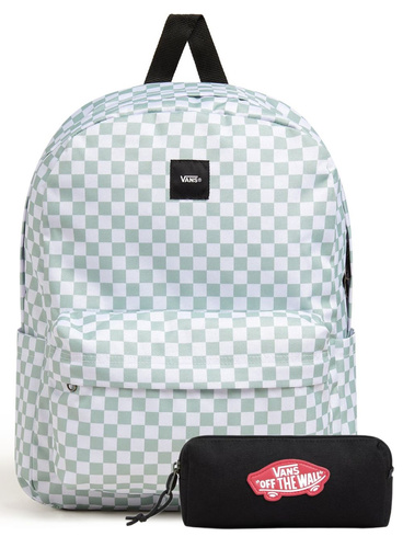 Sada Vans batoh Old Skool Check gray olive penál Old Skool černý
