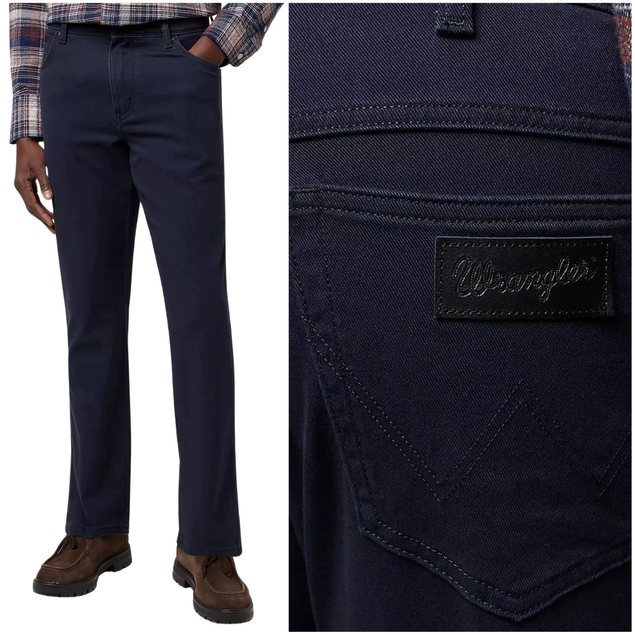 Wrangler Texas Dark Navy klasické tmavě jednoduché džínové kalhoty W42 L32