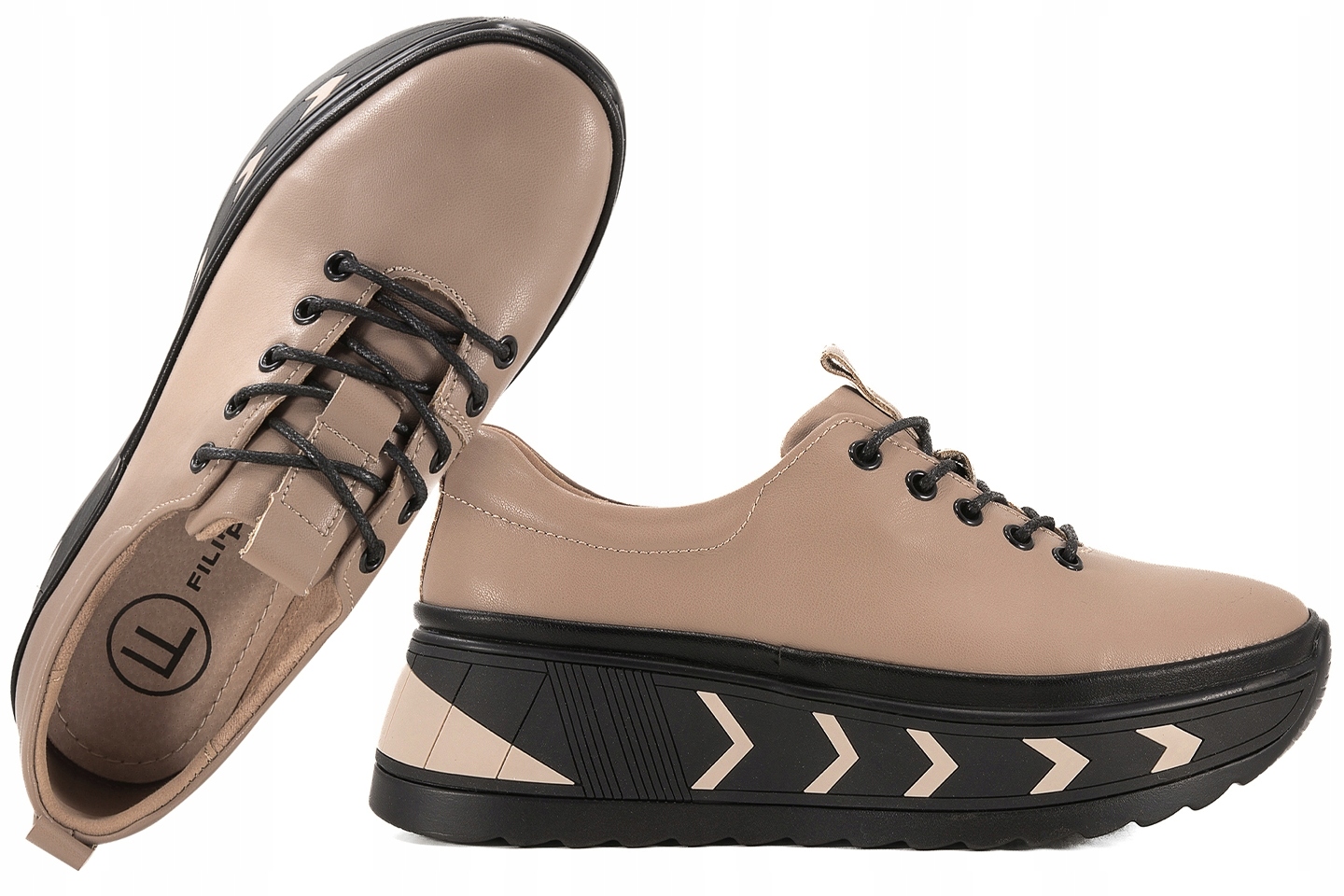 Filippo DP6427 Dámské Polobotky Tenisky Na Platformě, Kožené, taupe 40