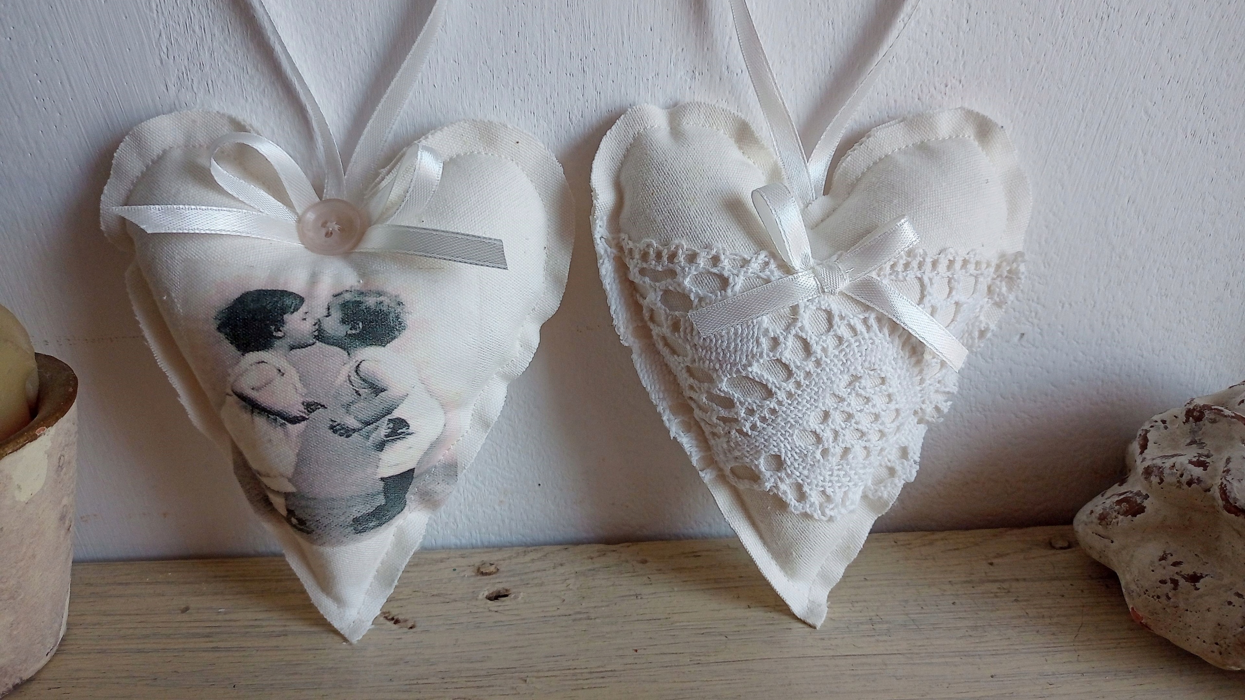 SERCA DUŻE LEN,KORONKA, KOMPLET 2 szt. Marka Inna