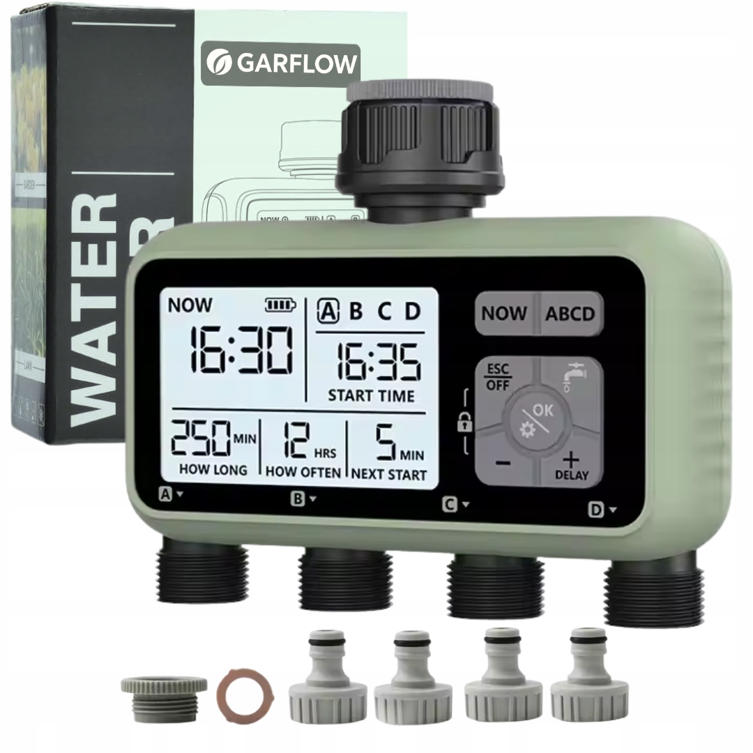 Elektroniczny Sterownik Nawadniania Programator Do Wody Czasowy 4 Sekcje