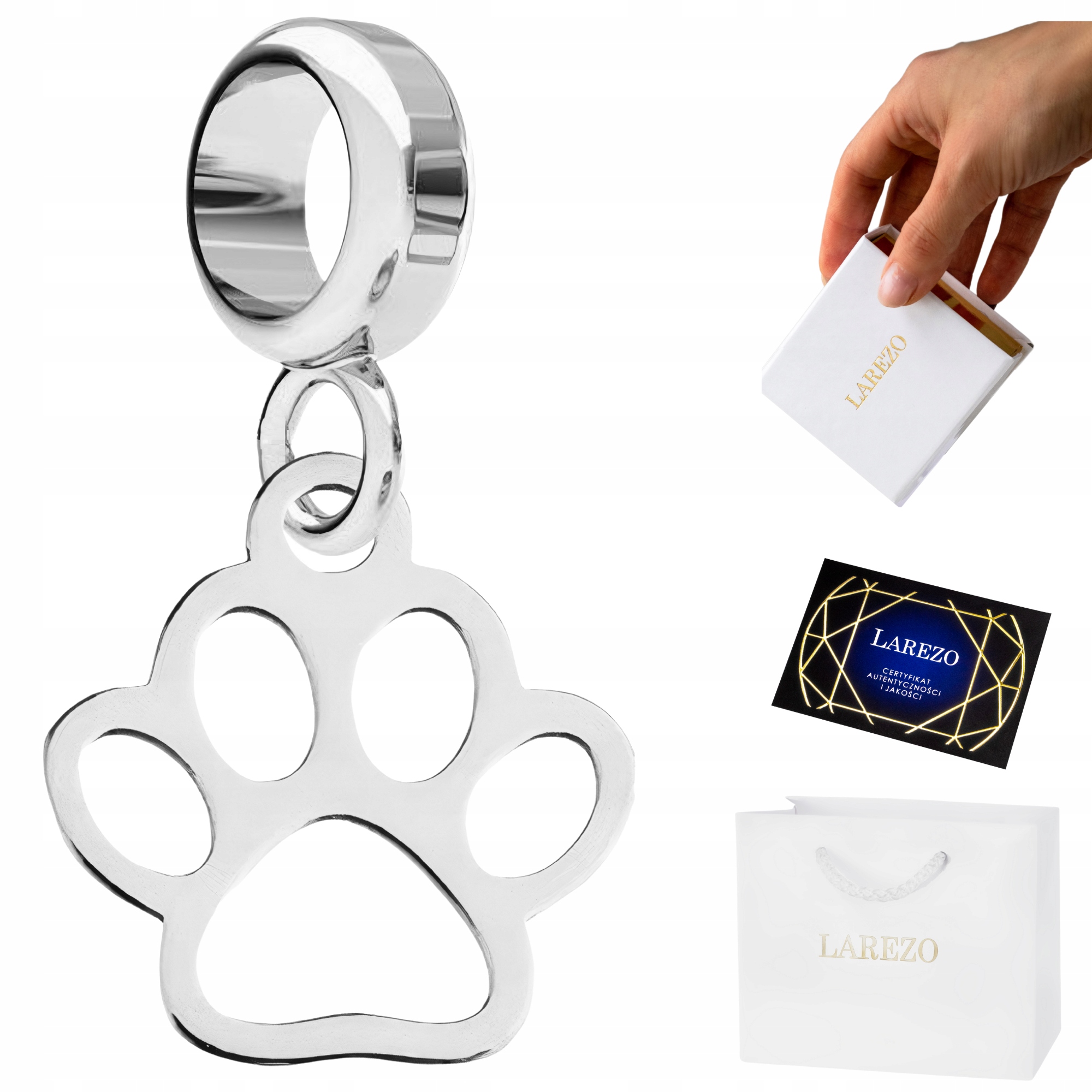 

Charms Srebro 925 do bransoletki Psia łapka łapa