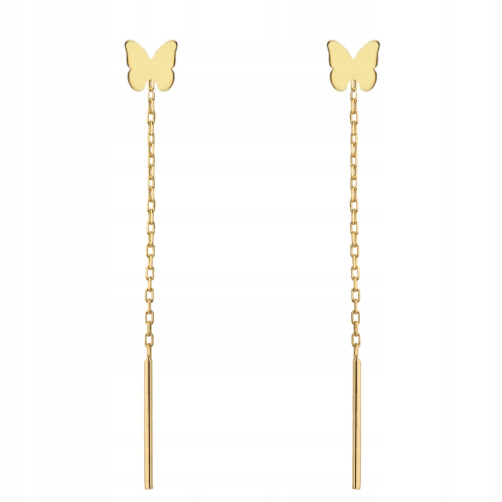 Náušnice provlékací zlaté Motýlek 585 14k 0.94g elegantní