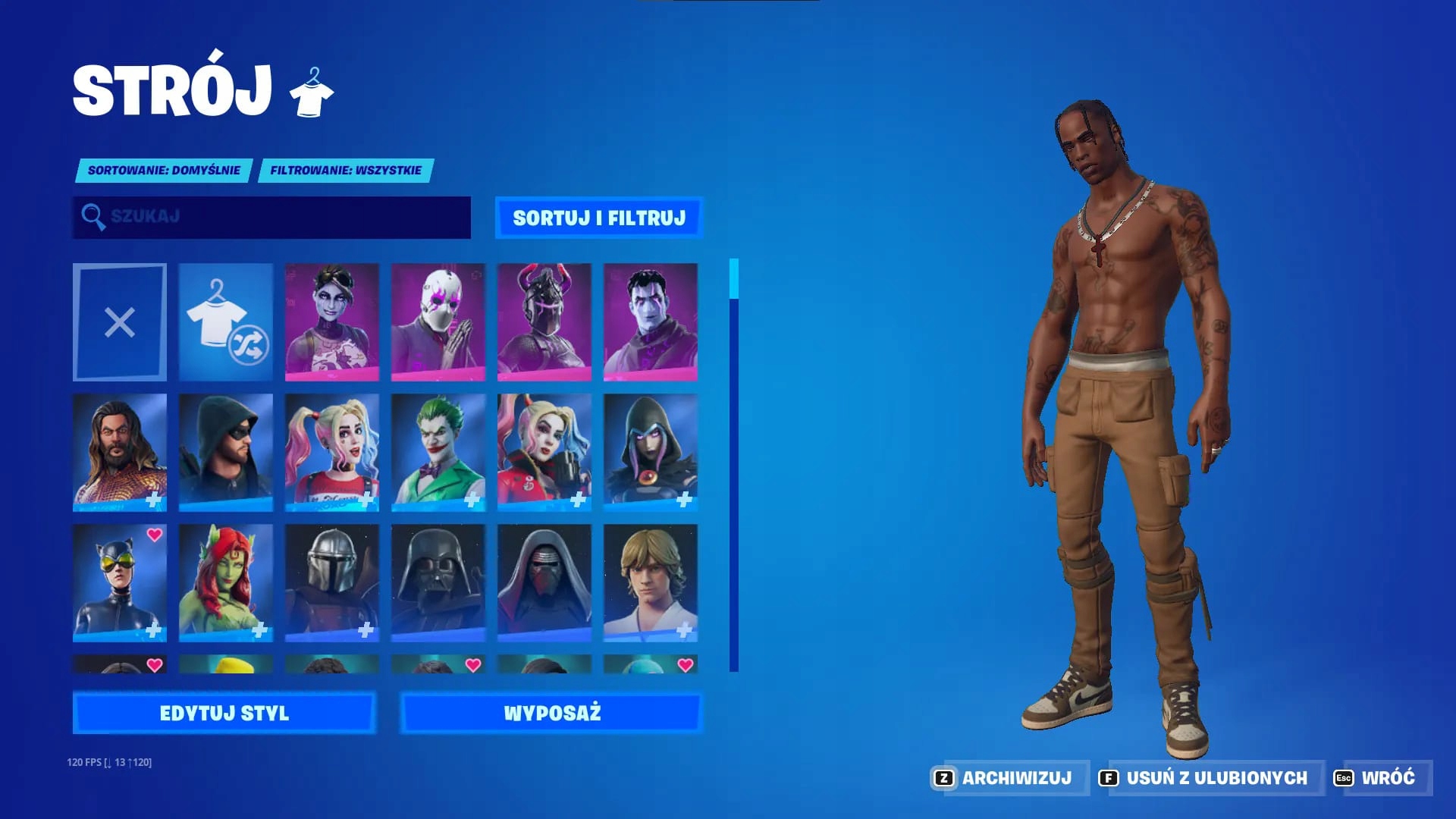 KONTO FORTNITE TRAVIS SCOTT MARVEL STAR WARS REAPER MINTY AXE SPIDER MAN VD Wersja gry cyfrowa